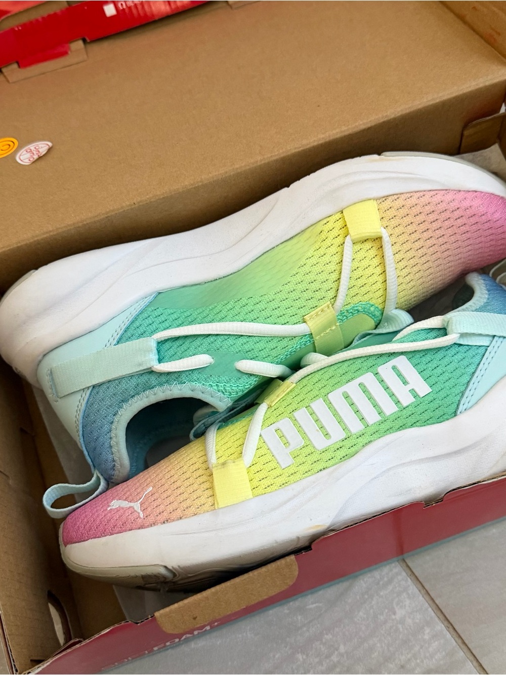 Puma Kids Gradient Slip-On Sneakers in Pastel Rainbow